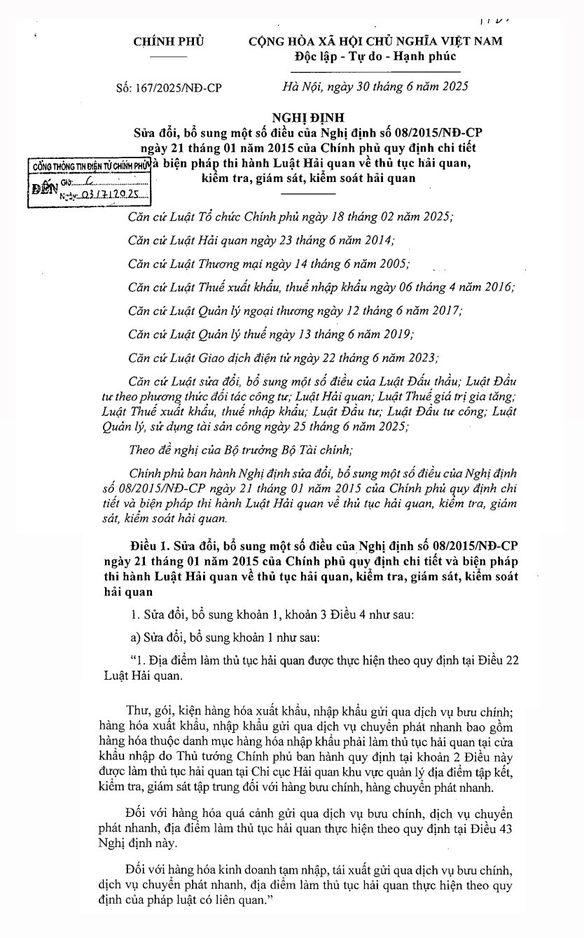 Nghị định số 167/2025/NĐ-CP