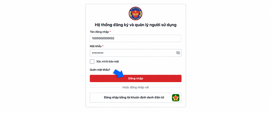 Chọn Đăng nhập