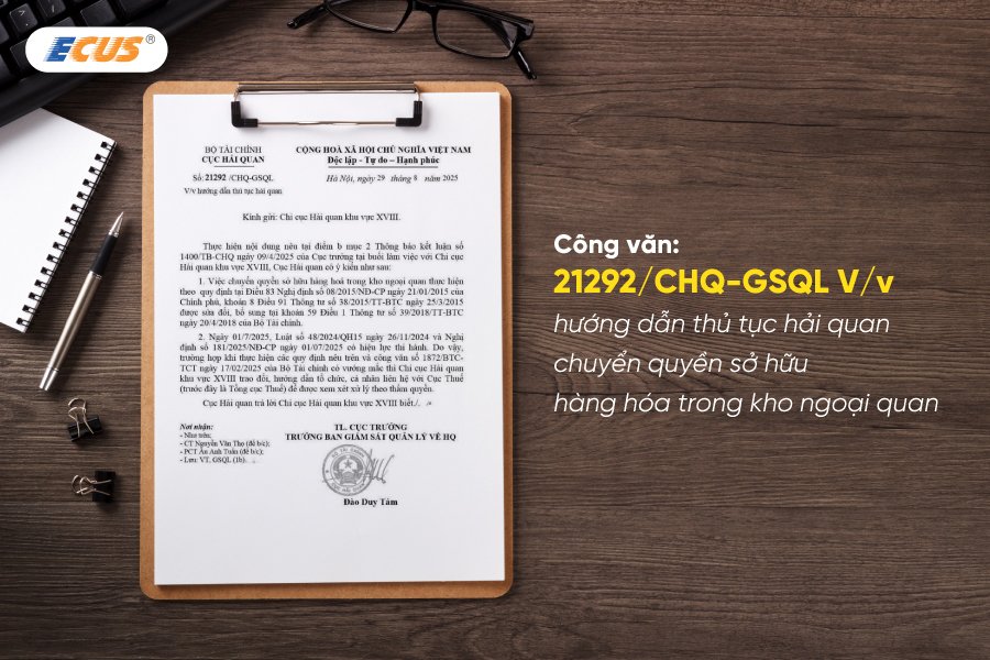 Công văn 21292/CHQ-GSQL quy định thủ tục chuyển quyền sở hữu hàng hóa trong kho ngoại quan