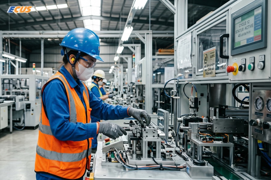 Doanh nghiệp chế xuất với máy móc chuyên nghiệp