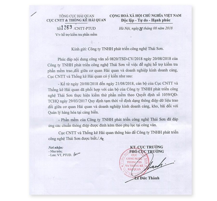 Thông báo từ Cục CNTT - Thống Kê Hải Quan