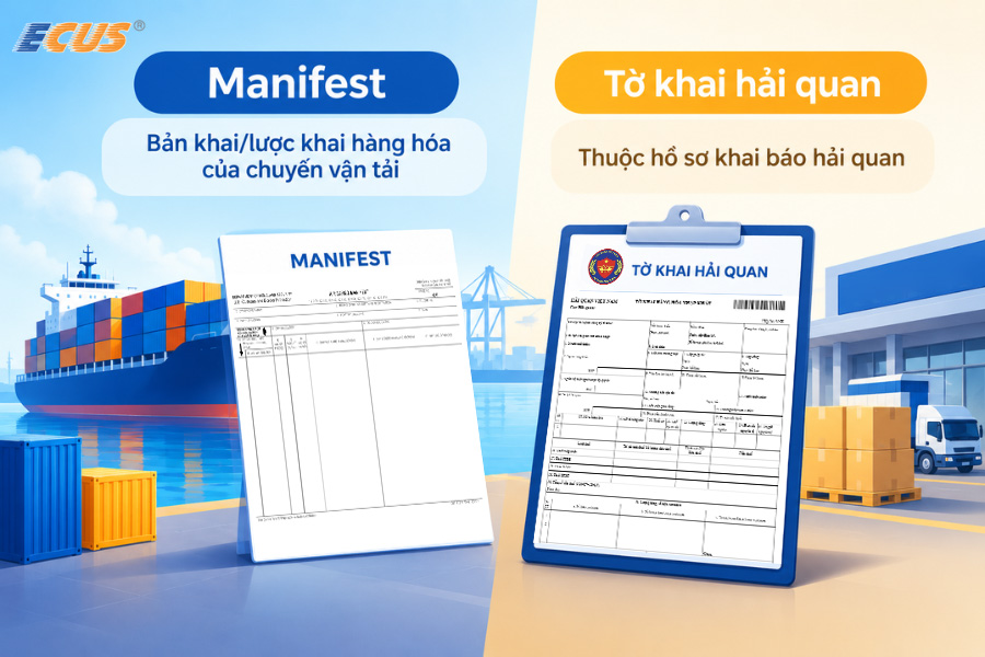 Manifest và Tờ khai hải quan là hai loại giấy tờ khác nhau.