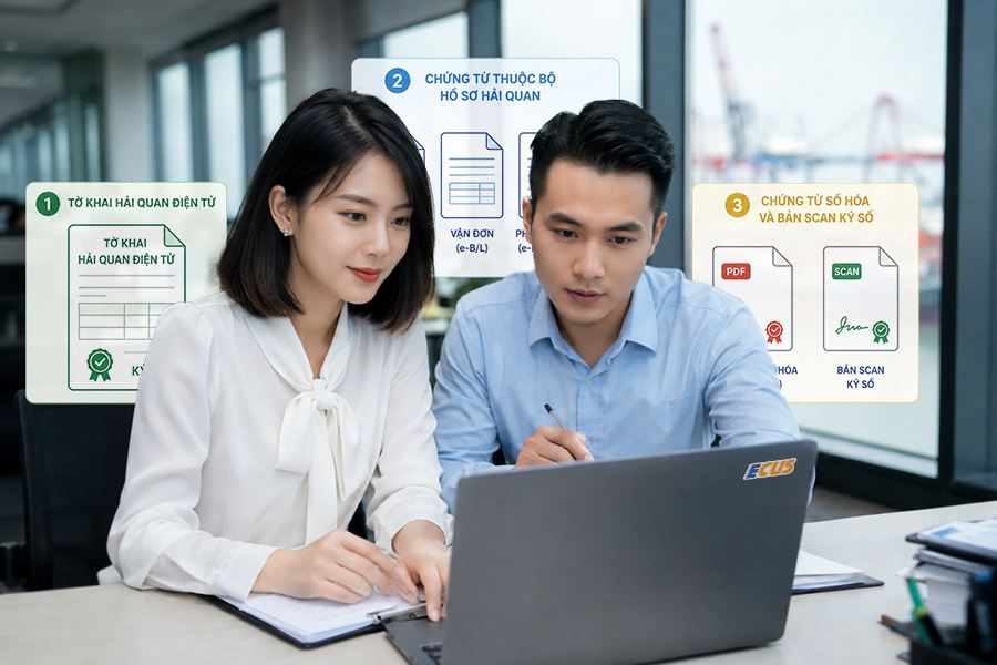 Hồ sơ hải quan điện tử gồm tờ khai, hồ sơ và các chứng từ điện tử liên quan đến hàng hóa XNK.